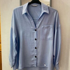 Men's Blue Button-Up Shirt